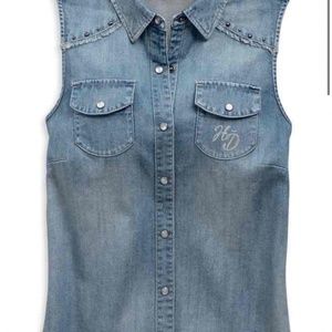 Harley Davidson blue vest shirt
